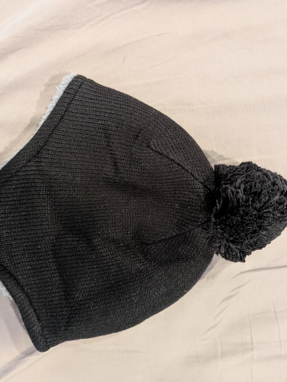 Primary Baby 6-12M Black Pom Beanie Hat Gray Sherpa Lined 2019 NWOT